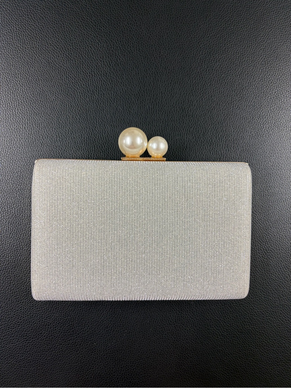 Pearl-Top Silver Evening Clutch